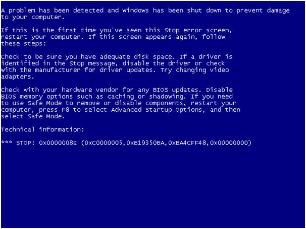 STOP 0x0000008E BSoD Error