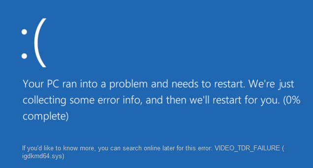 VIDEO_TDR_FAILURE igdkmd64.sys Fixed
