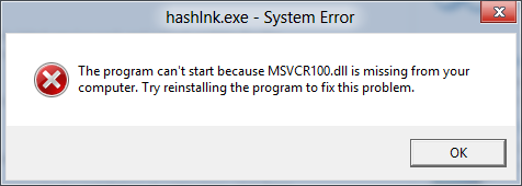 msvcr100.dll file is missing