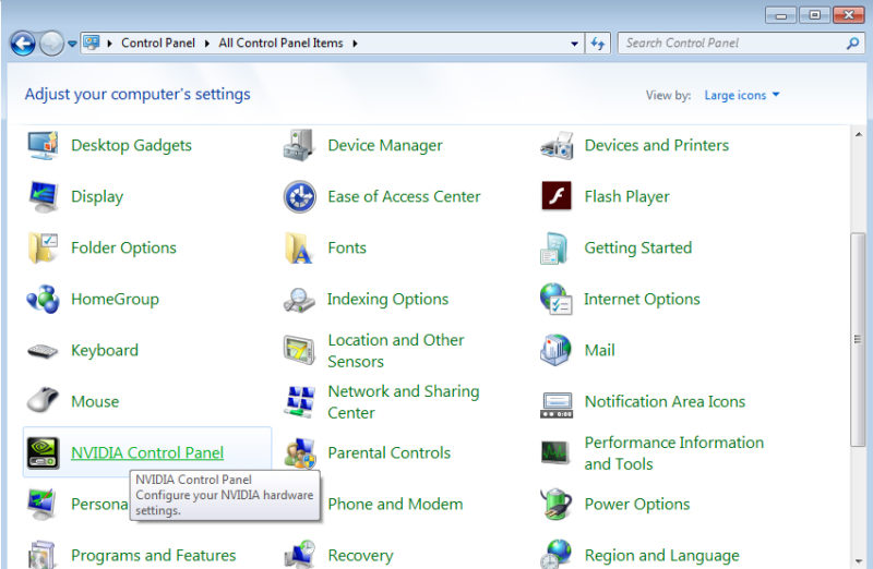 NVIDIA Control Panel Missing Earth's Lab