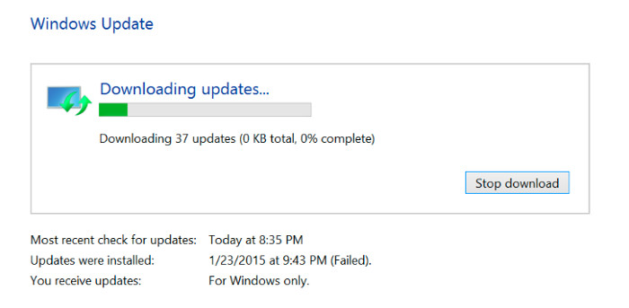 Windows Update Stuck at 0% – Earth's Lab