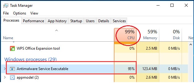 Antimalware Service Executable High CPU Usage