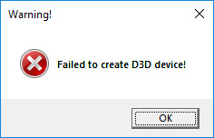 Failed to Create D3D Device