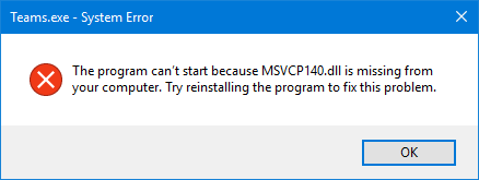 MSVCP140.dll is missing